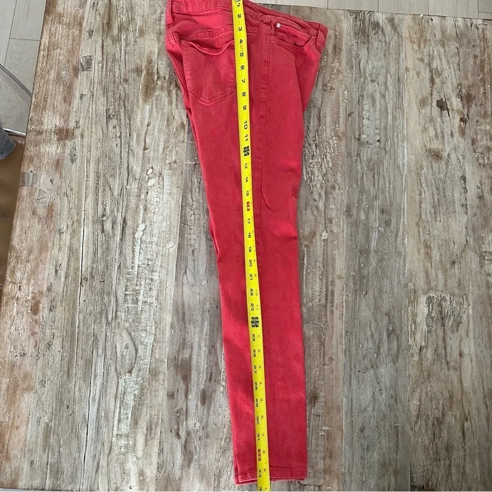 Tory Burch Skinny Pants Orange With Subtle Design SZ 4 Designer 1% Lycra Casual